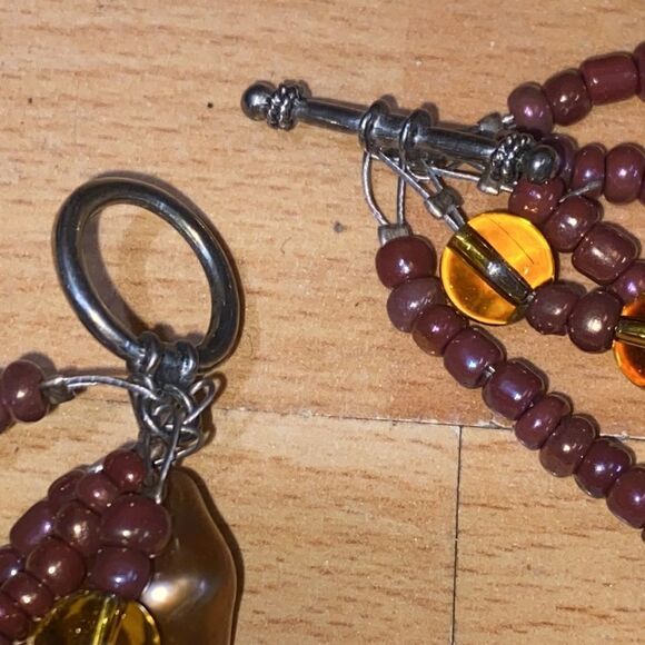 Stunning Multilayered Beaded Natural Stone Necklace with Toggle Clasp Closure - Picture 10 of 14